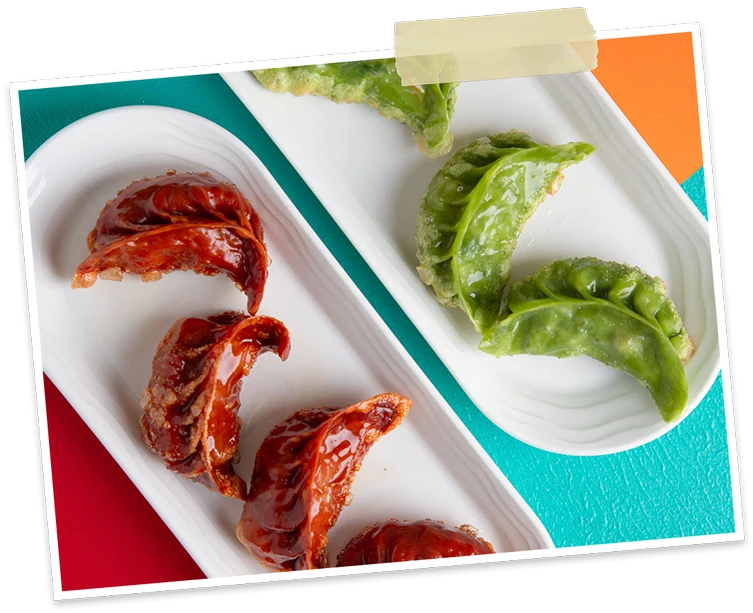 Green and red dim sums